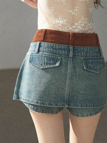Washed Denim Jacket Skirt Set