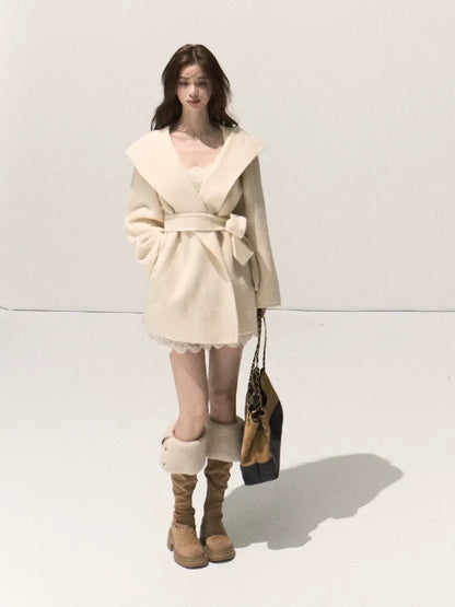 Double-Faced Wool Belted Coat