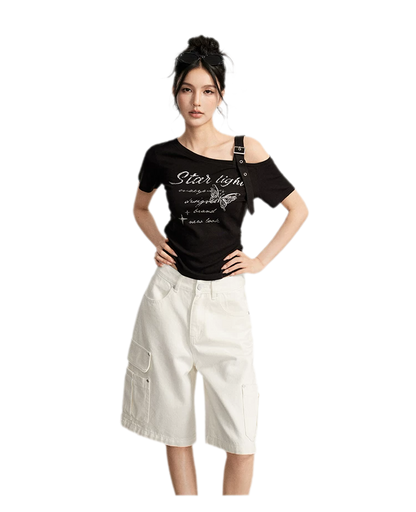 Wide-Leg Cargo Shorts