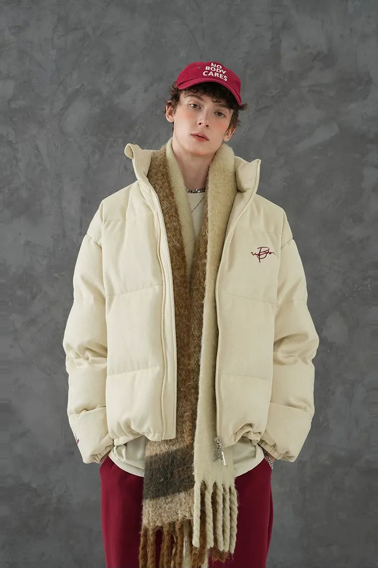 Suede Oversized Down Puffer Jacket