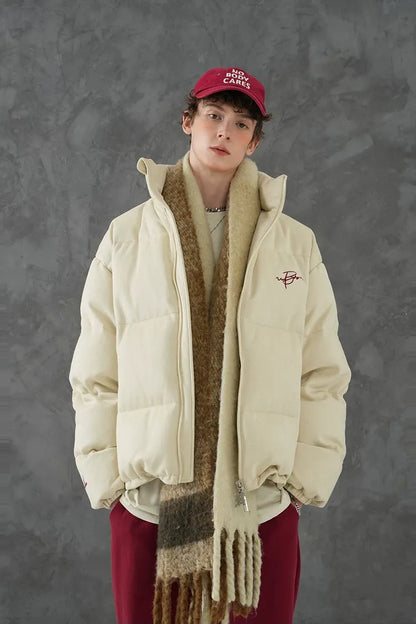 Suede Oversized Down Puffer Jacket