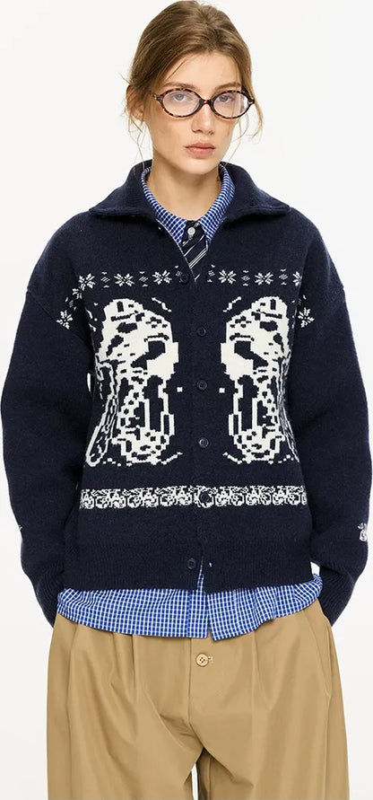 Fair Isle Relaxed Cardigan Sweater
