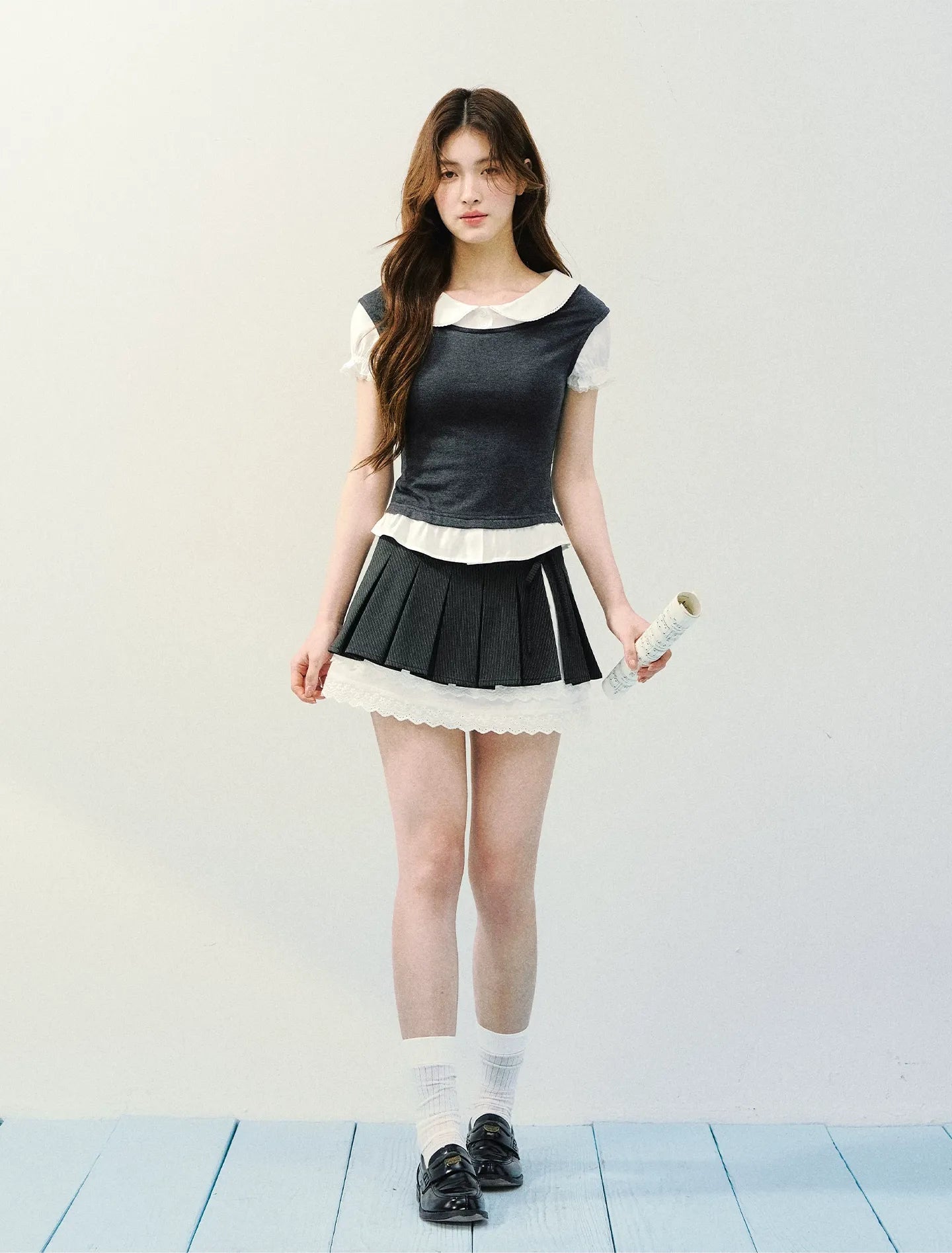 High-Intellect Tencel Wool Faux Two-Piece T-Shirt