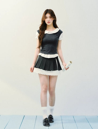 High-Intellect Tencel Wool Faux Two-Piece T-Shirt