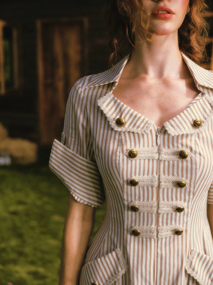 Yarn-Dyed Striped Shirt Dress