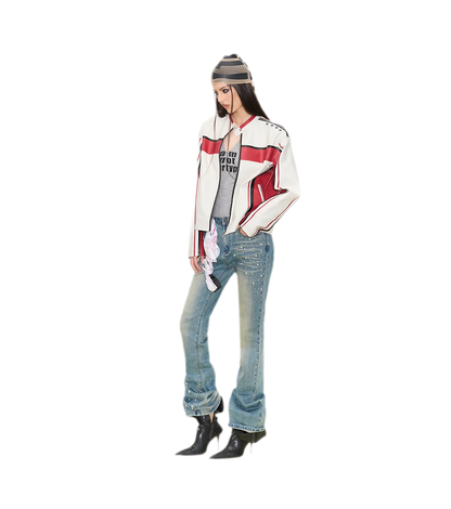 Pearl Embellished Straight Jeans
