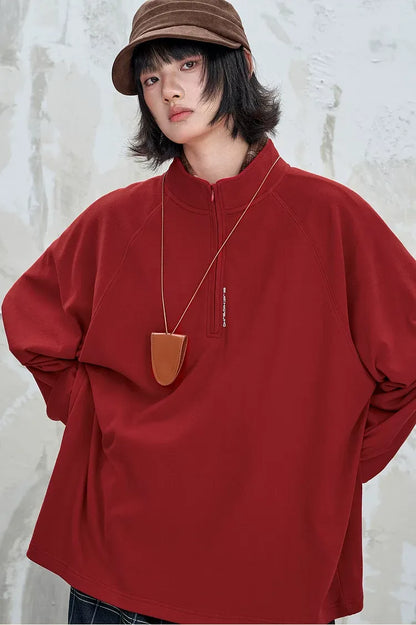 Vintage Oversized Half-Zip T-Shirt