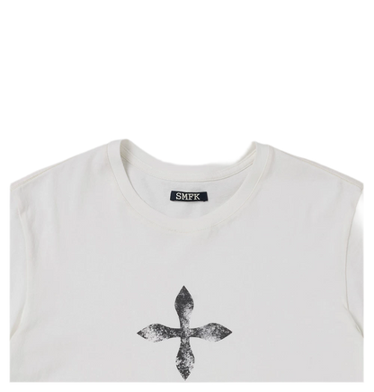 Vintage Washed Cross Embroidered Tee
