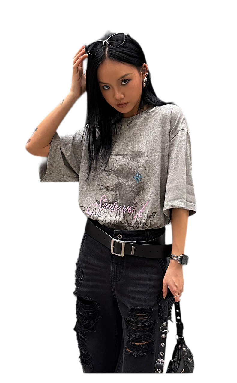 Cotton Rhinestone Graphic T-Shirt