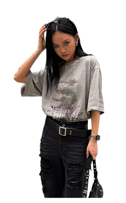 Cotton Rhinestone Graphic T-Shirt