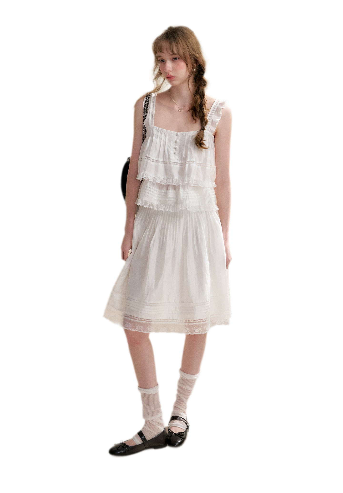 Lace Edge Camisole and Skirt Set