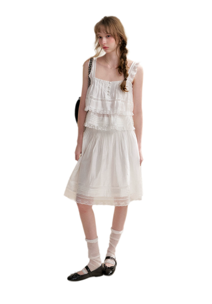 Lace Edge Camisole and Skirt Set