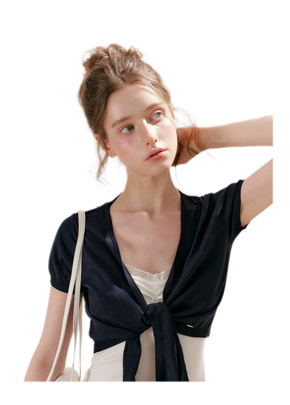 Sportique Cropped Knit Cardigan