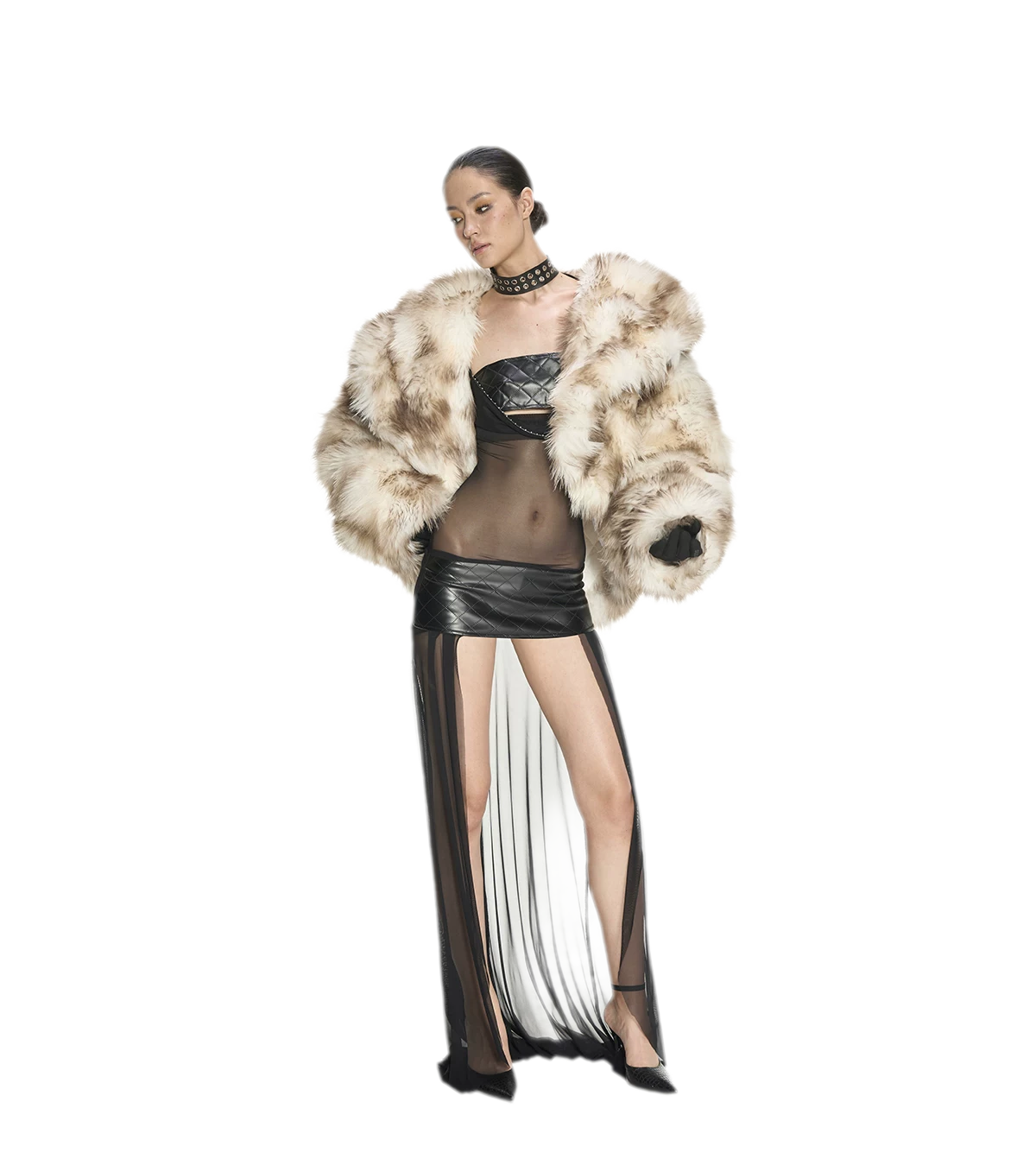 Gradient Leopard Faux Fur Coat