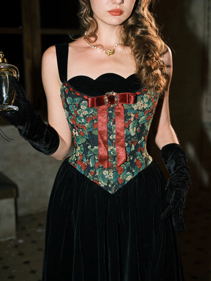 Floral Jacquard Corset Dress