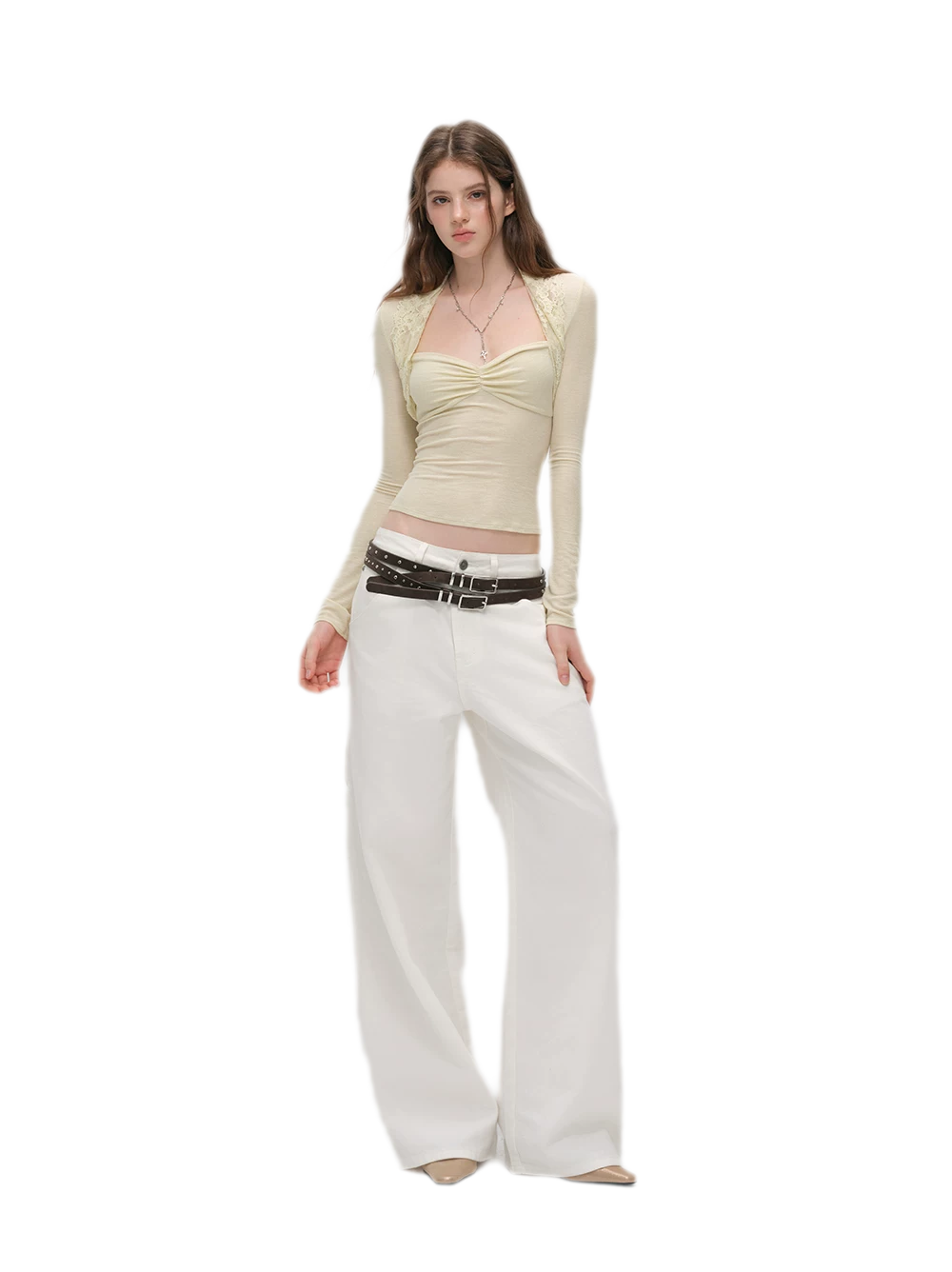 Enzyme-Washed Wide-Leg Utility Jeans