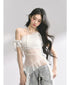 AOMALM Sheer Asymmetric Mesh Tee – view 22