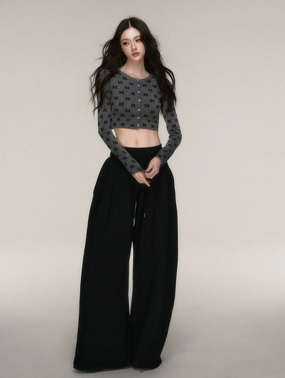 Jacquard Cropped Knit Set