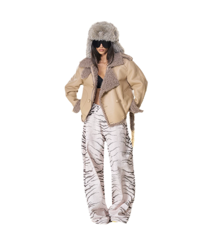 Reversible Fur Leather Cropped Jacket
