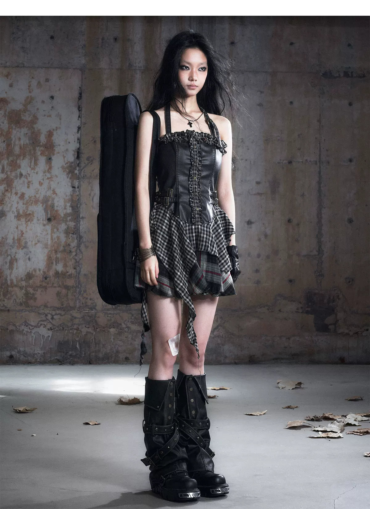 Velvet Trim Halter Dress