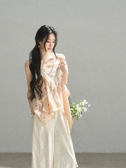 Lace Trim Asymmetric Cami