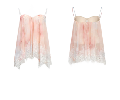 Fishbone Ruffle Chiffon Bustier Top