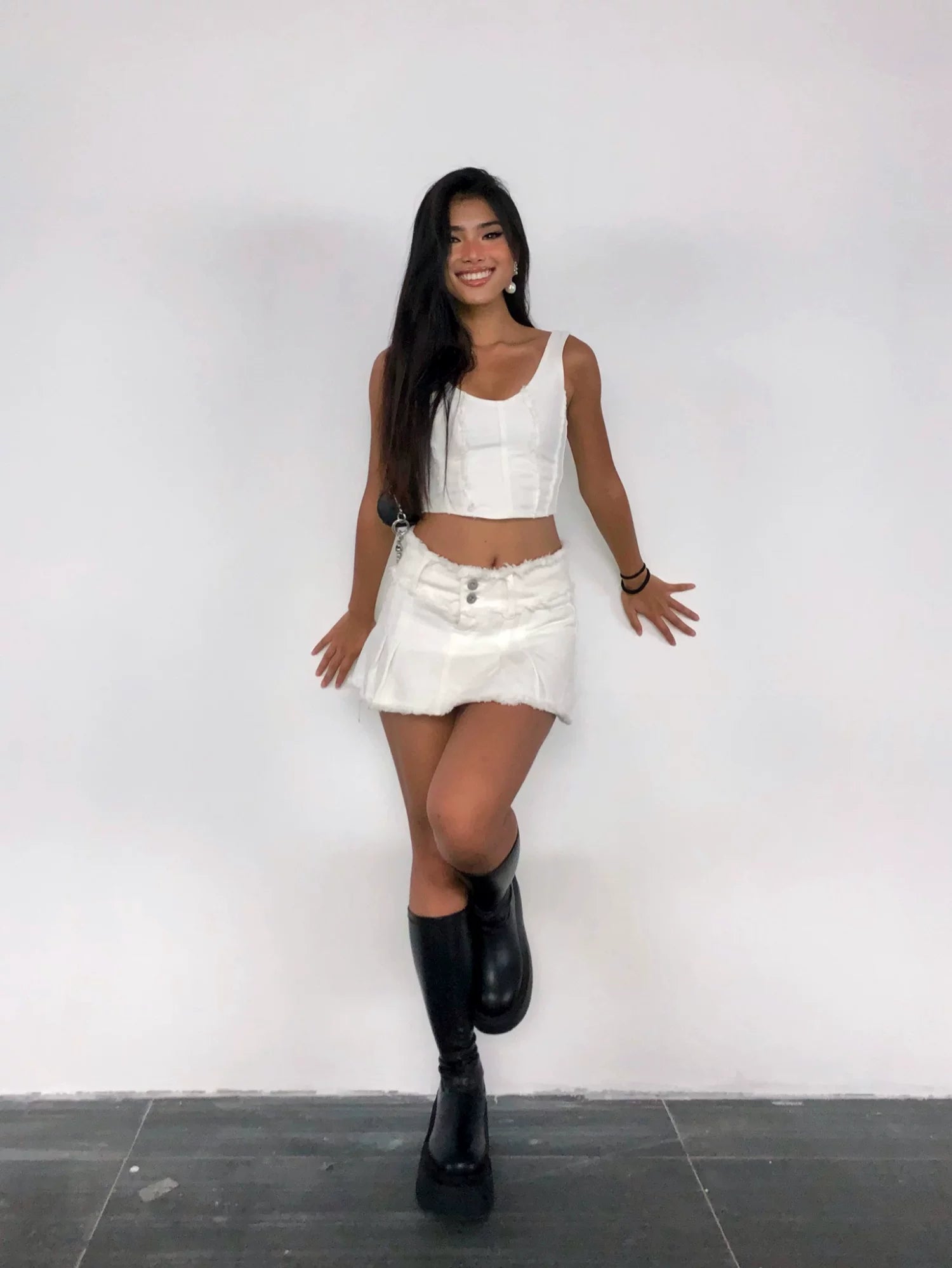 Stretch Platform Knee-High Boots