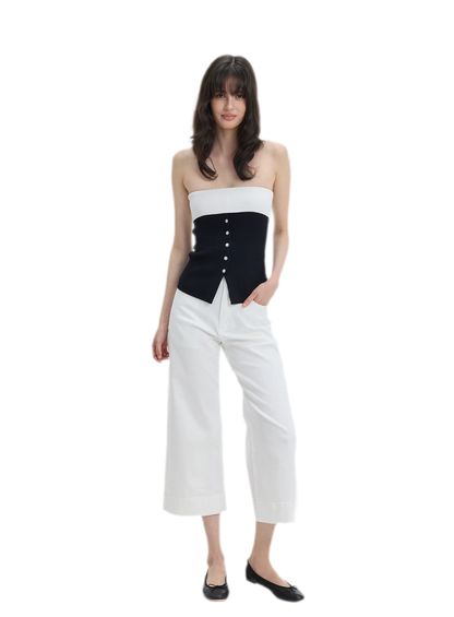 French Colorblock Bandeau Top