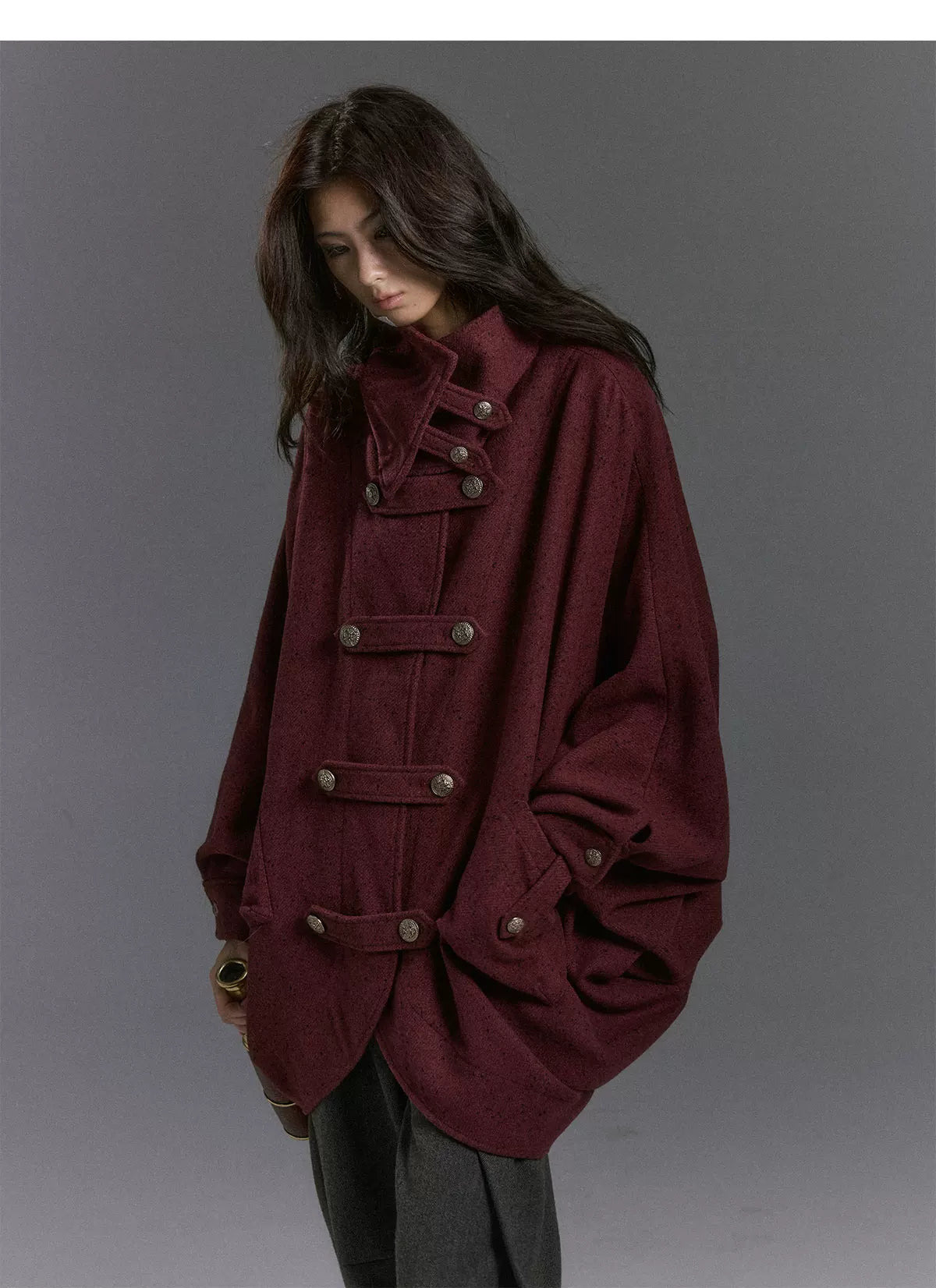 Double-Sided Batwing Wool Coat
