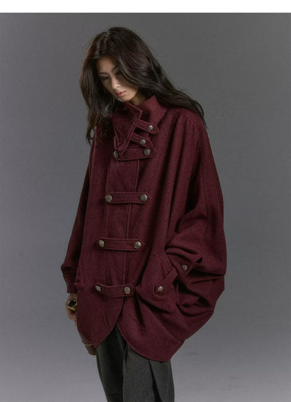 Double-Sided Batwing Wool Coat