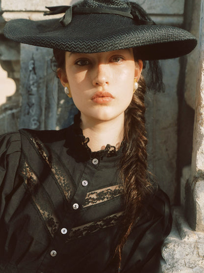 Lace Trim Victorian Midi Dress