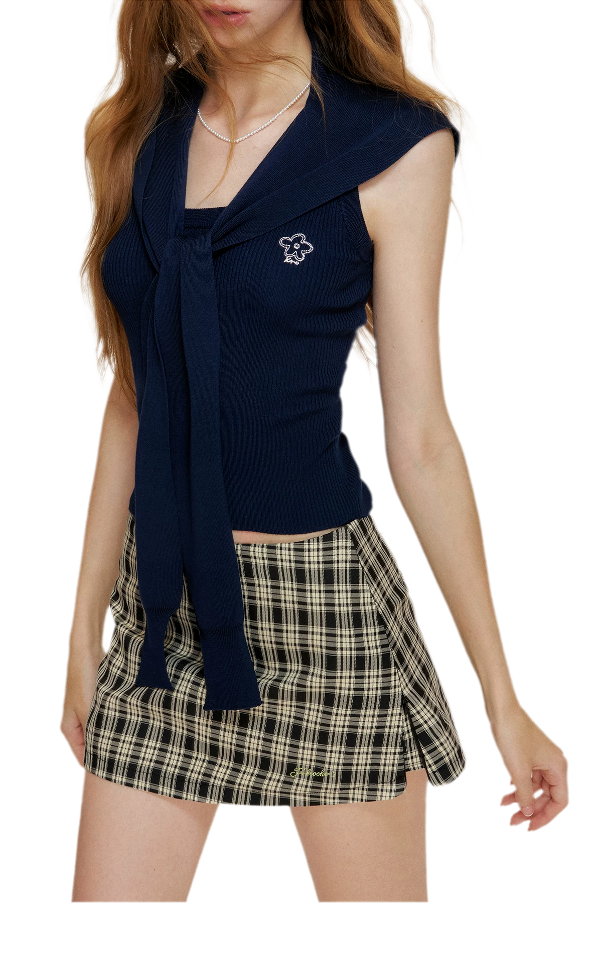 Soft Tencel Navy Shawl Tank