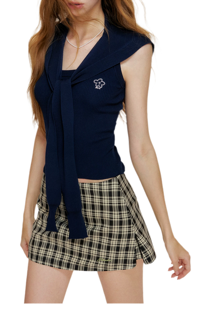 Soft Tencel Navy Shawl Tank