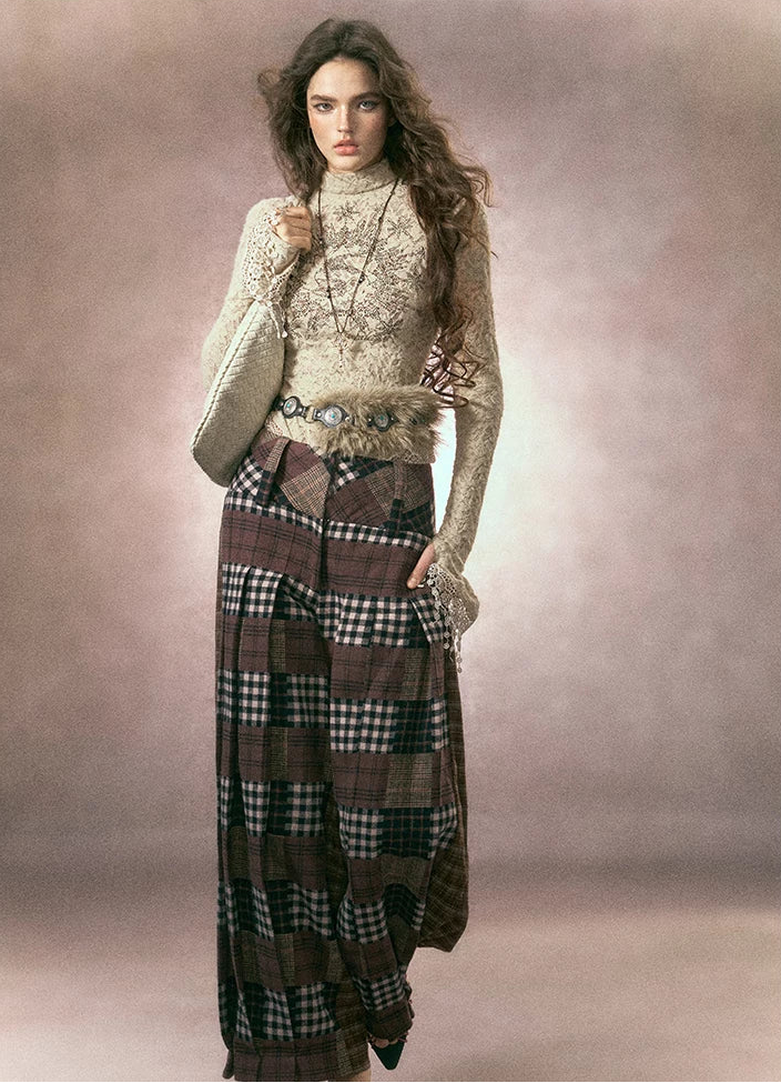 Rose Embellished High Neck Slim Lace Top
