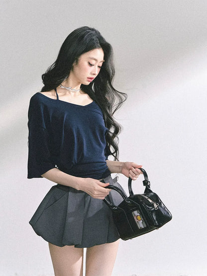 Asymmetric Beaded Off-Shoulder Top