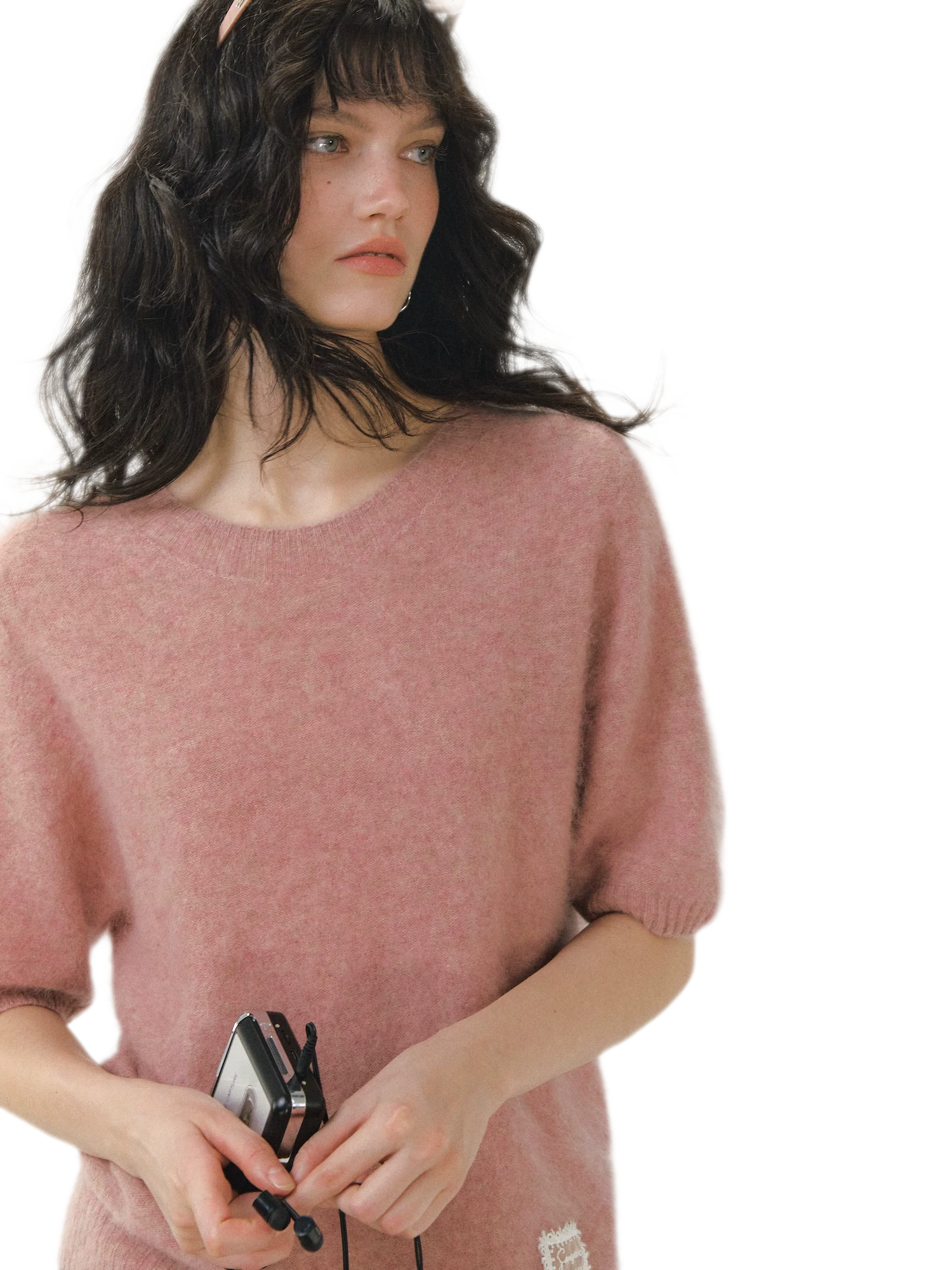 Fuzzy Knit Short Sleeve Sweater