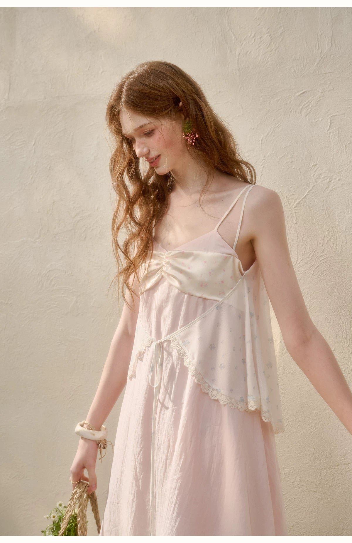Cream Cotton Chiffon Camisole Dress