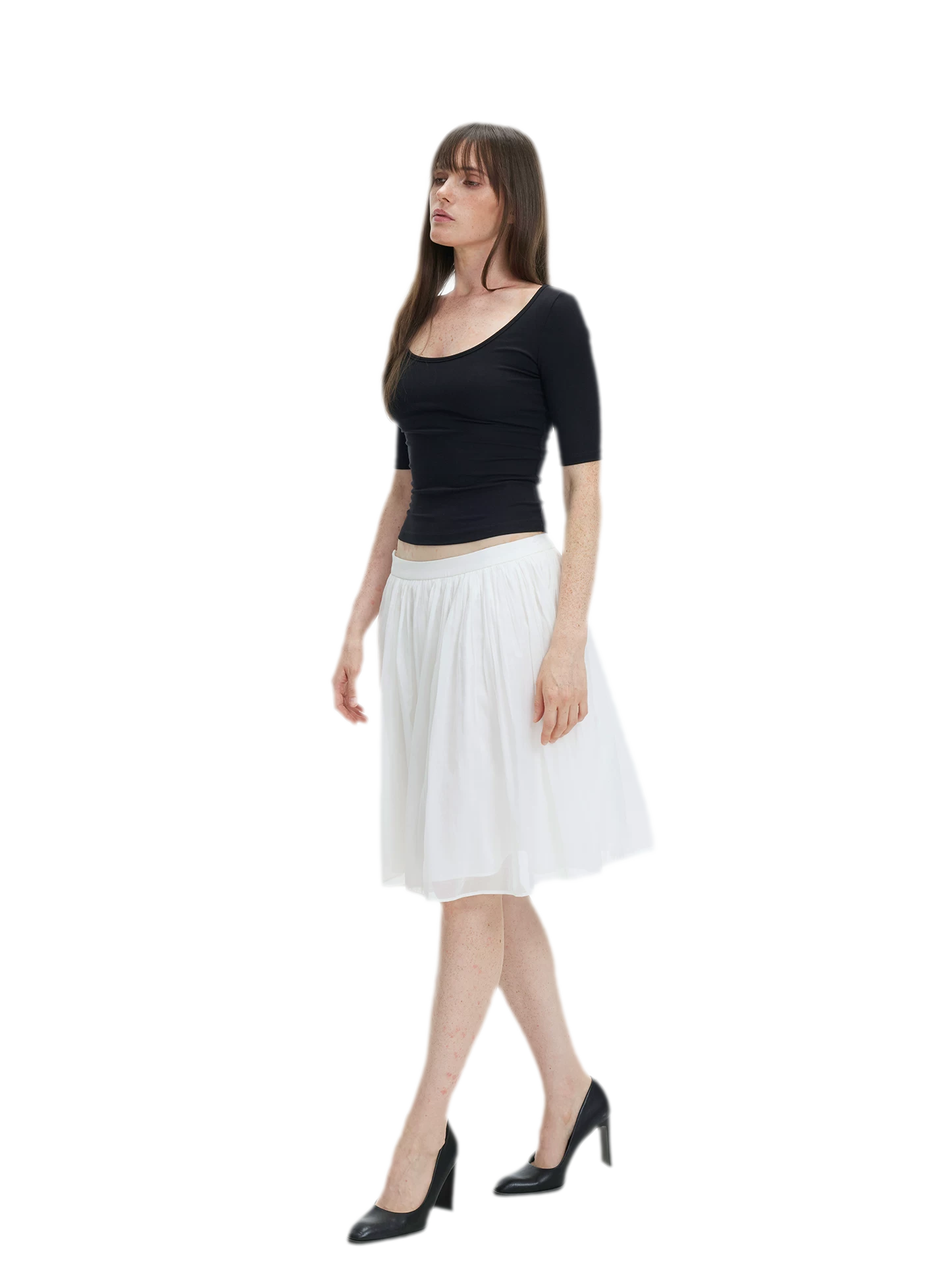 Pleated Chiffon Midi Skirt
