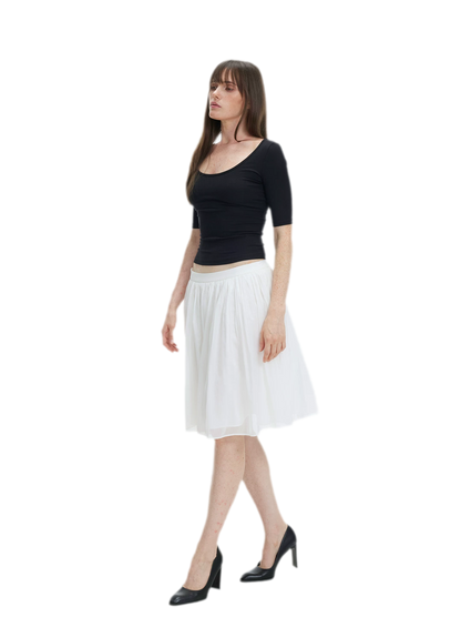 Pleated Chiffon Midi Skirt