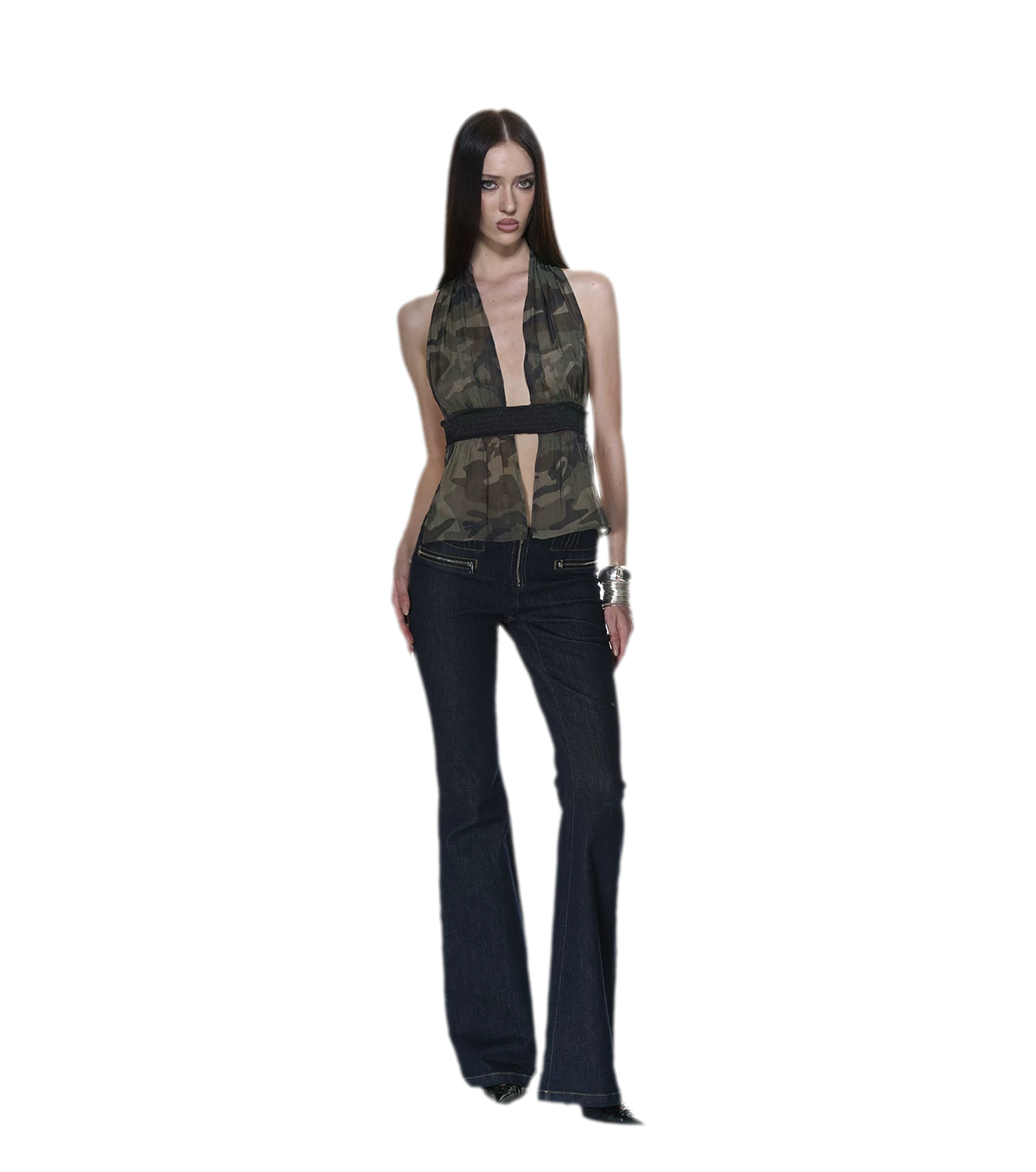 Mesh Halter Backless Top