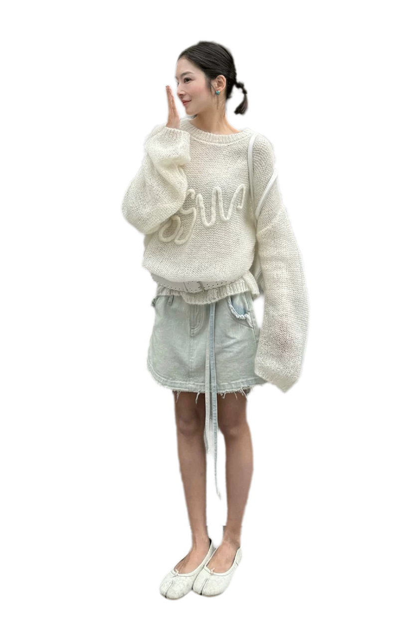 Mohair Openwork Logo Sweater