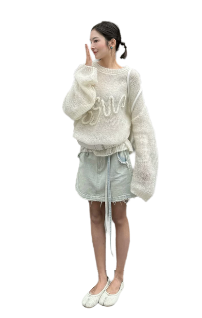 Mohair Openwork Logo Sweater