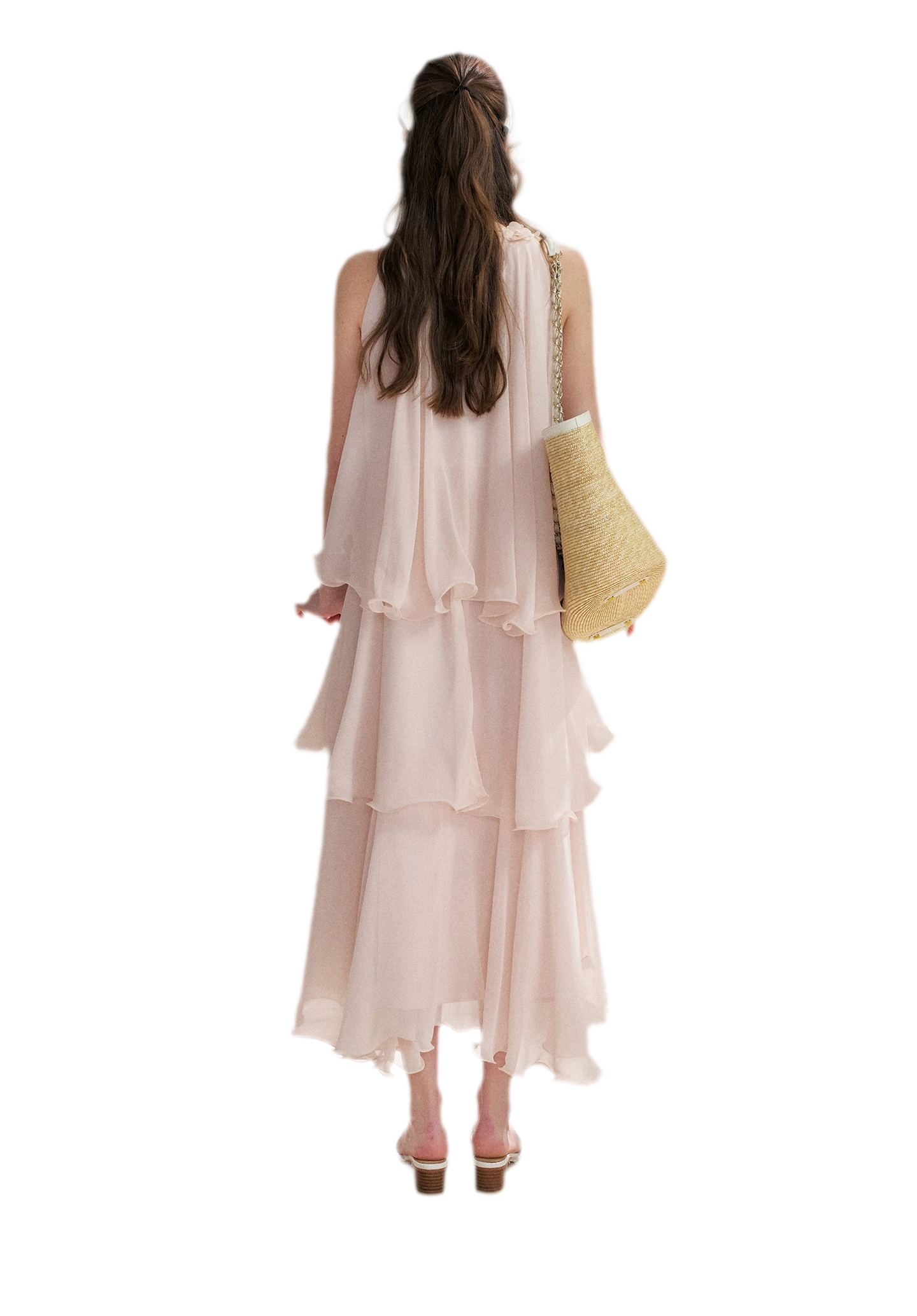 Chiffon Floral Halter Long Dress