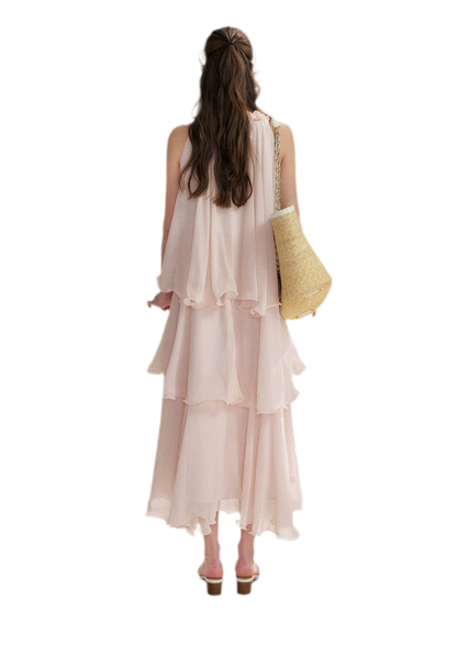 Chiffon Floral Halter Long Dress
