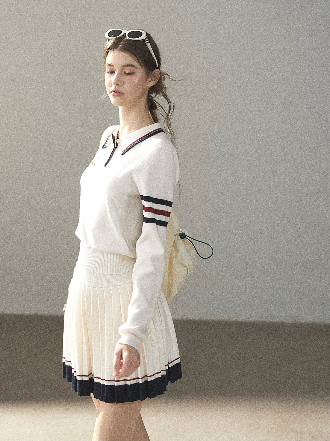 Jacquard Polo Pleated Skirt Set