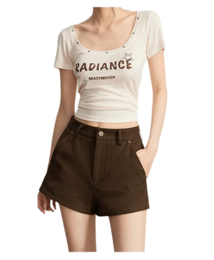 Rhinestone Cotton Summer Shorts