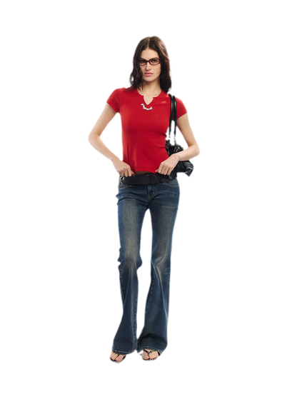 Summer V-neck Slim Fit T-shirt