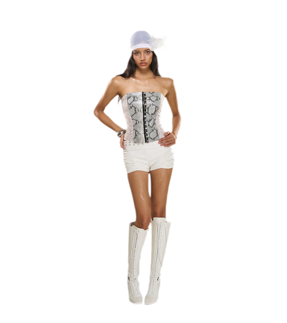 Snakeskin Lace Boned Bustier Top