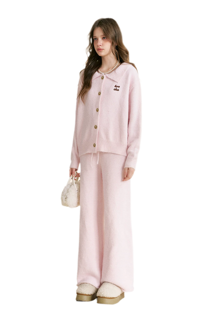 Wool Blend Collared Knit Set