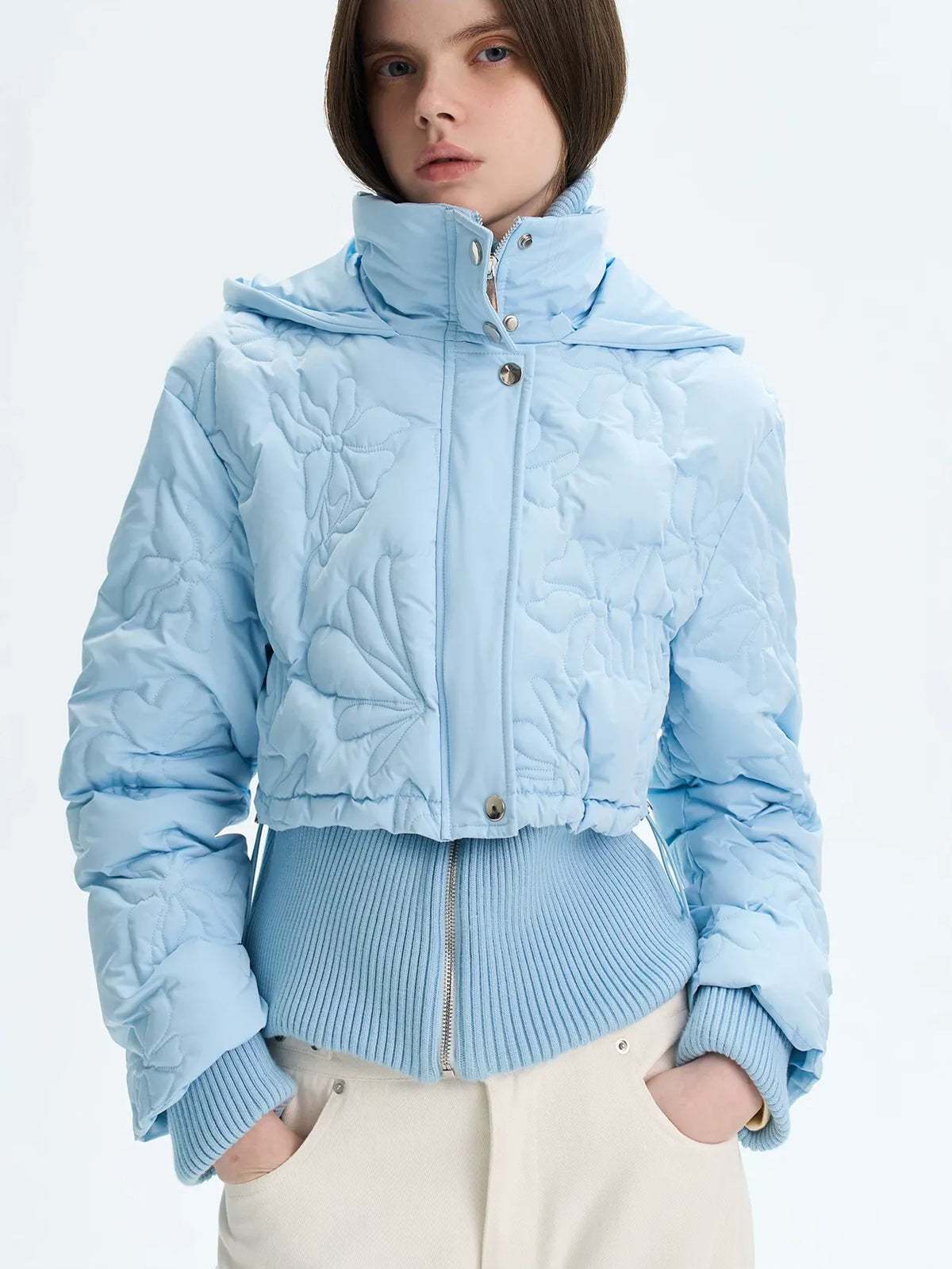Quilted Cropped Hooded Down Jacket
